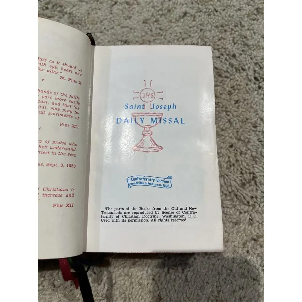 Vintage 1959 St Joseph Daily Missal Confraternity Version Catholic F26